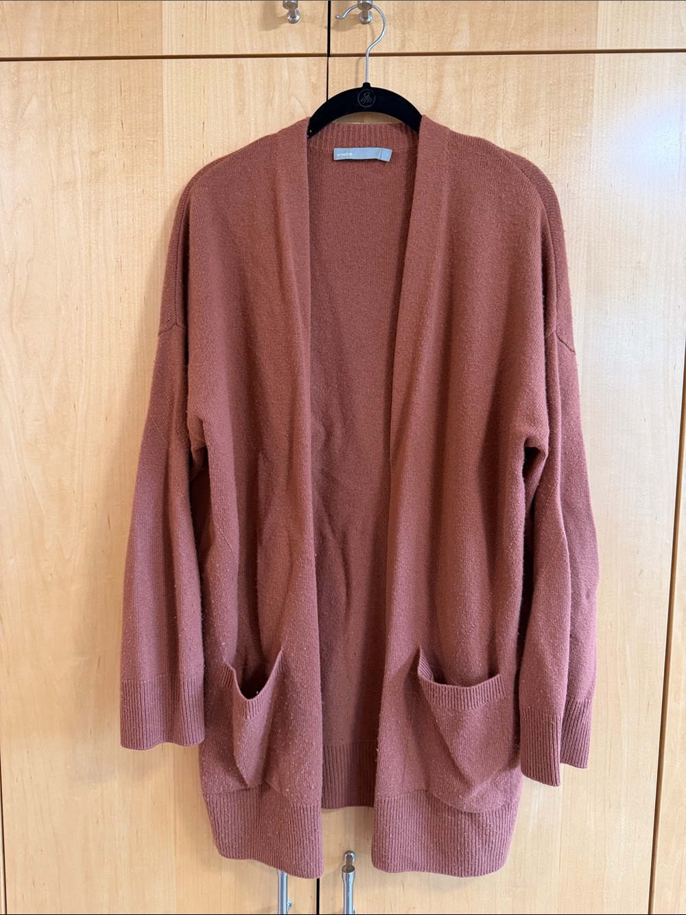 Vince Rust Open-Front Pocket Cardigan Sweater